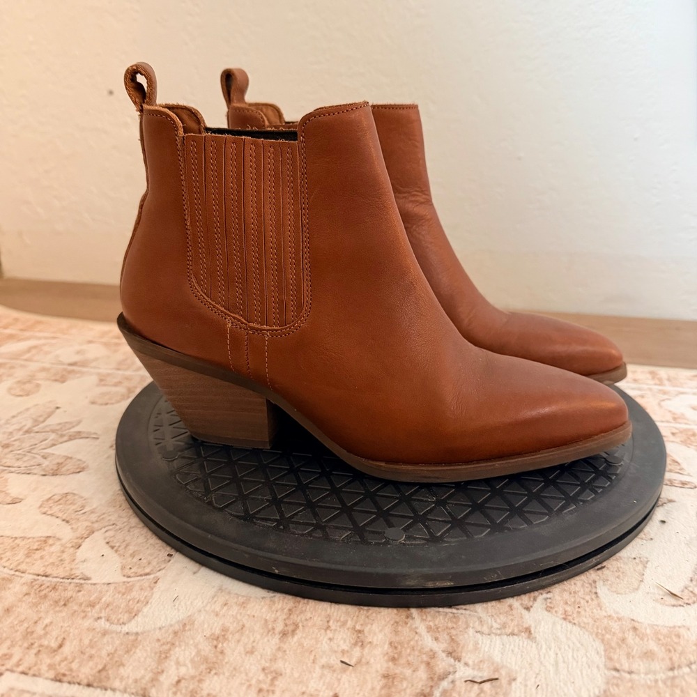 Patina Portland Leather Women 6.5M 100% Leather Western Ankle Boots Tucson Brown